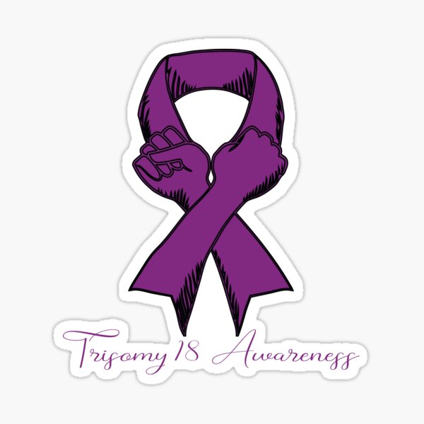 Trisomy 18 Hand Ribbon Day National Trisomy 18 Awareness Sticker For Sale By Juju1992 Redbubble 5185