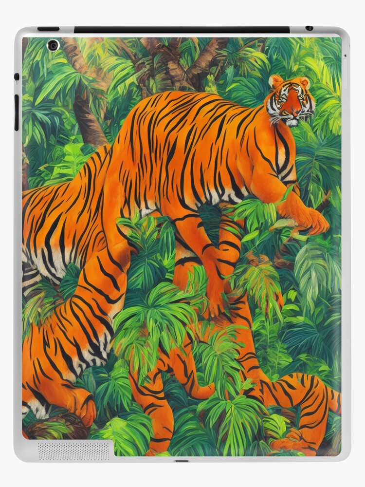 Abstract oil painting of a Tiger in a tropical jungle