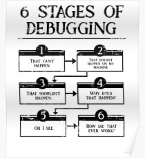 6 Stages Of Debugging Poster