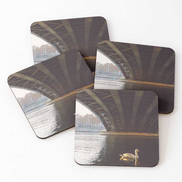 Item preview, Swan Swimming Under Bridge in Lyon, French City designed and sold by CarolinaReina.