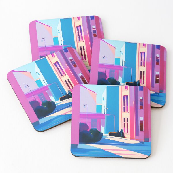 Item preview, Side Corner Garden in a Pink City - Colorful Flat Art designed and sold by nelloryn.