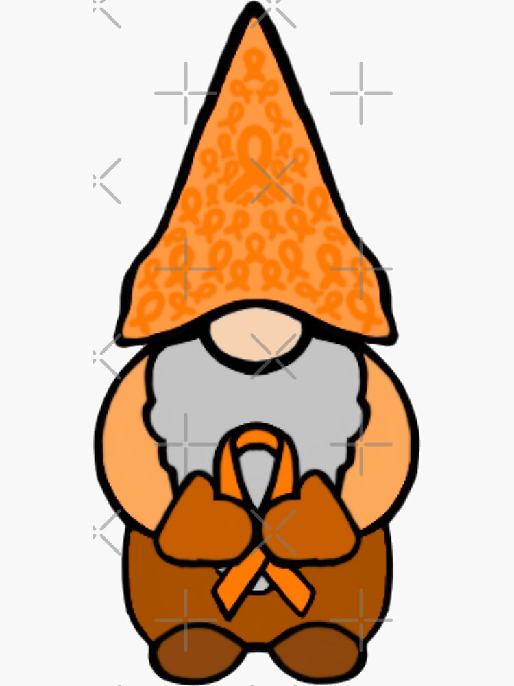 Gnome Holding a Orange Awareness Ribbon | Sticker