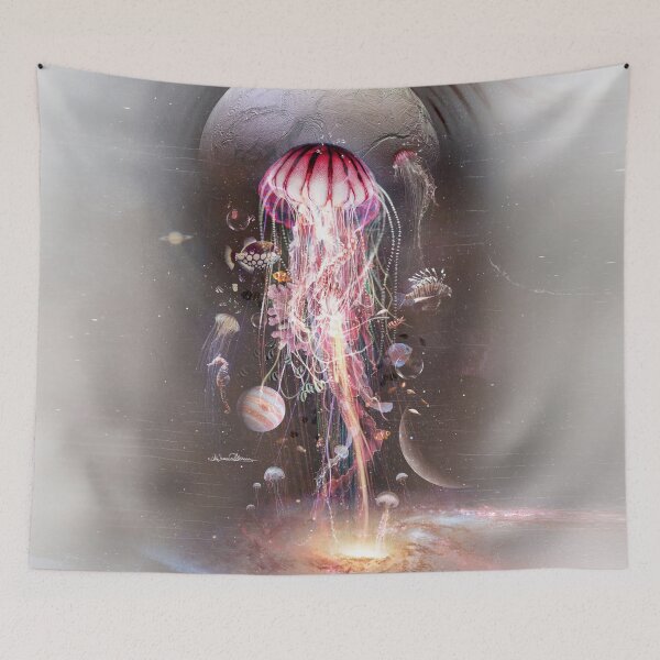 Item preview, Jellyfish Carnival cosmic mystical ocean galaxy psychedelic art designed and sold by MisprintArt.