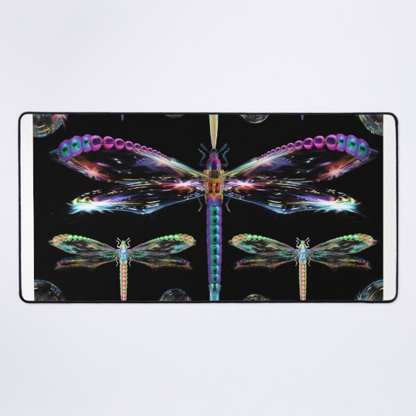 Item preview, neat, dragonflies, soap, bubbles, rainbow, multicolored, small, large, luminous, purple, green, dark background designed and sold by Maria Mihailova.