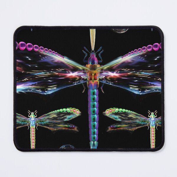 Item preview, neat, dragonflies, soap, bubbles, rainbow, multicolored, small, large, luminous, purple, green, dark background designed and sold by Maria Mihailova.