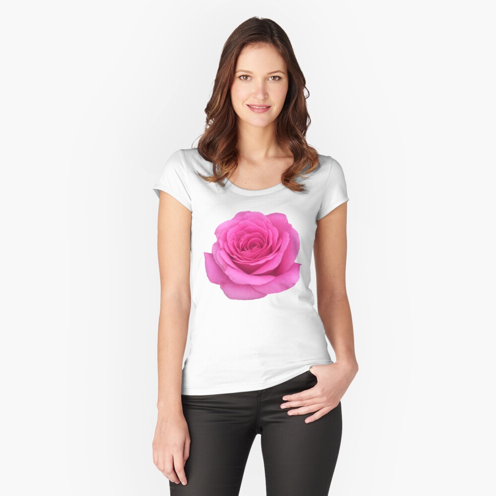 Pink Rose Fitted Scoop T-Shirt