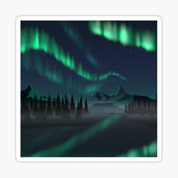 Northern lights over the mountains Sticker