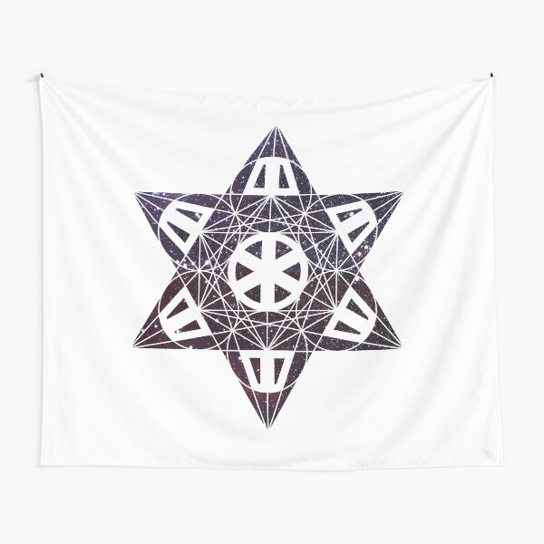 Metatron's Cube Time Wheel ~ Starry Night 2 Tapestry