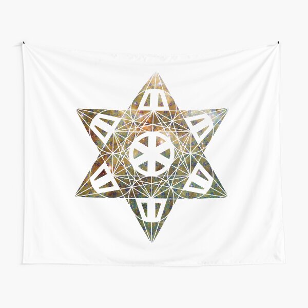 Metatron's Cube Time Wheel ~ Yellow Tarantula Tapestry
