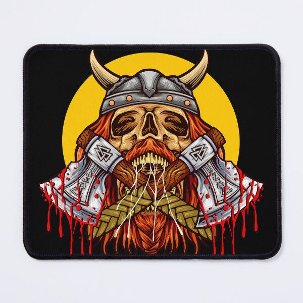 Item preview, scary_viking_skull_axe_with_helmet_illustrations designed and sold by Shuvra Gain.