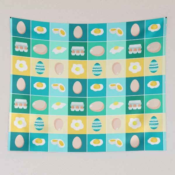 Item preview, Fried Egg Carton of Eggs, Funny Egg Patchwork Pattern Colourful Retro Vintage Yellow Easter designed and sold by marie-inks.