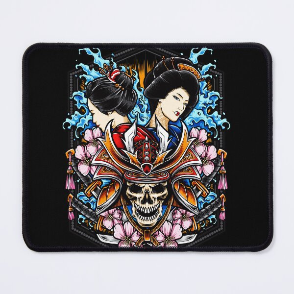 Item preview, skull-samurai-with-geisha-illustration designed and sold by Shuvra Gain.
