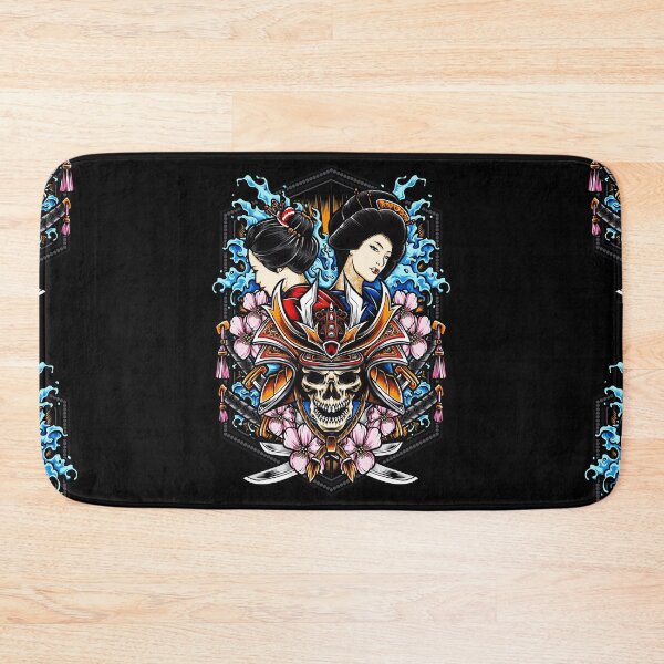 Item preview, skull-samurai-with-geisha-illustration designed and sold by Shuvra Gain.