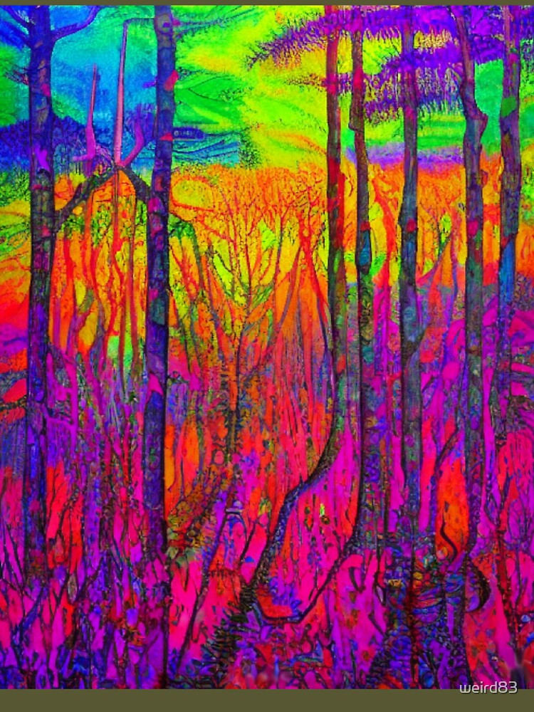 Colorful tree forest woods vibrant sunrise sunset art psychedelic  experience trippy acid visuals | Essential T-Shirt