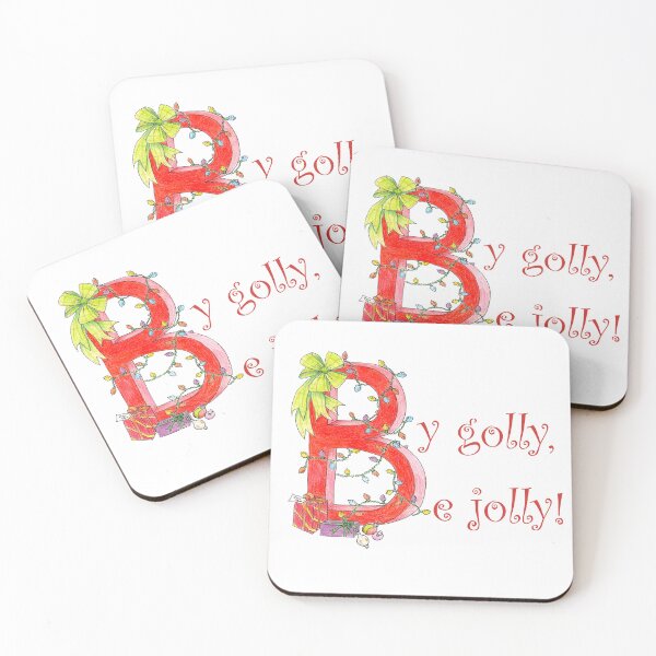 Item preview, Illuminated letter B with Christmas message. By golly be jolly. White Background designed and sold by janesg.