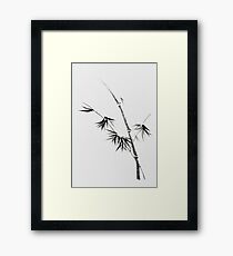 Bamboo stalk with young leaves minimalistic Sumi-e Japanese Zen painting artwork art print Framed Print