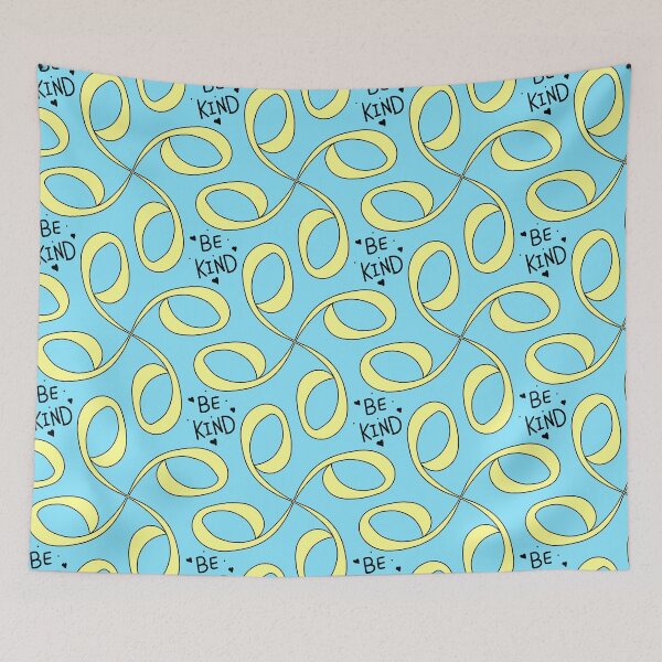 Item preview, Be Kind Yellow and light sky blue Pattern designed and sold by patternologyy.