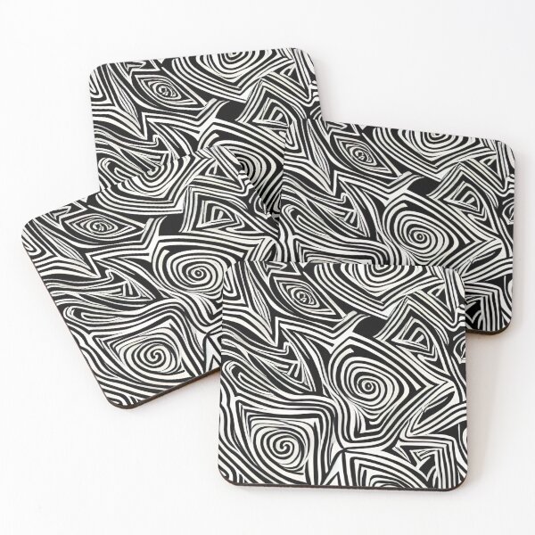Item preview, Trippy Warped Triangles Abstract in Black and White Animal Tribal Patterns designed and sold by ittybittyowl.
