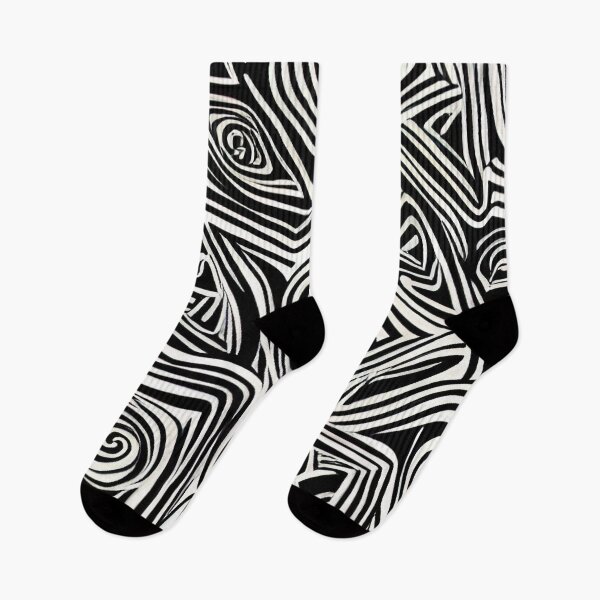 Item preview, Trippy Warped Triangles Abstract in Black and White Animal Tribal Patterns designed and sold by ittybittyowl.