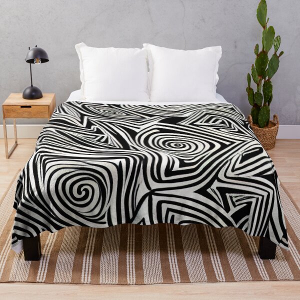 Item preview, Trippy Warped Triangles Abstract in Black and White Animal Tribal Patterns designed and sold by ittybittyowl.
