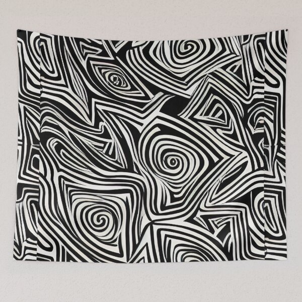 Item preview, Trippy Warped Triangles Abstract in Black and White Animal Tribal Patterns designed and sold by ittybittyowl.
