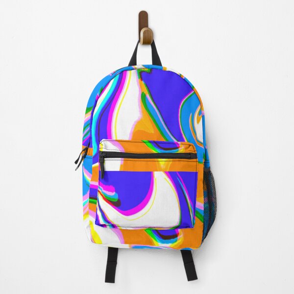Item preview, Modern Swirl Abstract Pattern Neon Tones, Blue Tones, Baby Blue, Dark Blue and Orange Design designed and sold by theprintedclub.