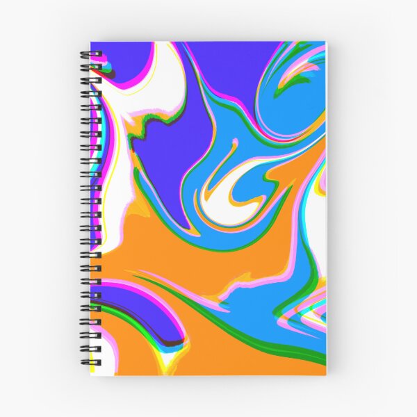 Item preview, Modern Swirl Abstract Pattern Neon Tones, Blue Tones, Baby Blue, Dark Blue and Orange Design designed and sold by theprintedclub.