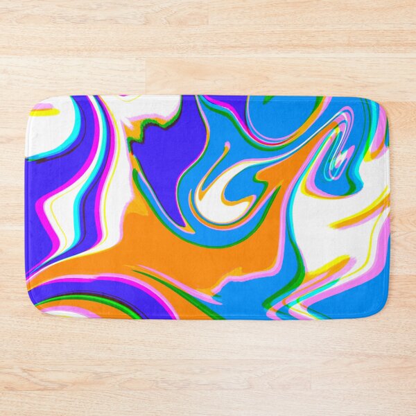 Item preview, Modern Swirl Abstract Pattern Neon Tones, Blue Tones, Baby Blue, Dark Blue and Orange Design designed and sold by theprintedclub.