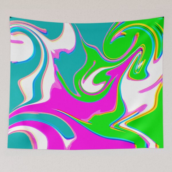 Item preview, Modern Swirl Abstract Pattern Neon Tones, Neon Green, Blue and Hot Pink Design designed and sold by theprintedclub.