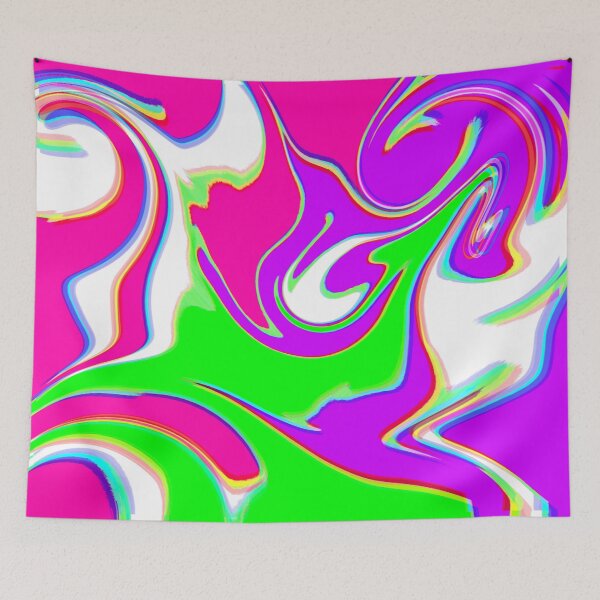 Item preview, Modern Swirl Abstract Pattern Neon Tones, Neon Green, Purple, Pink and Hot Pink Design designed and sold by theprintedclub.