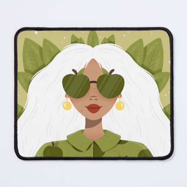 Item preview, Green Fresh Apple Woman Portrait Drawing designed and sold by Sarah Eichert.