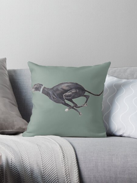 Black Running Greyhound Throw Pillow