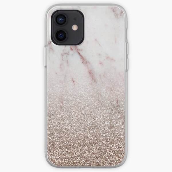 Glitter ombre - pink marble & rose gold glitter iPhone Soft Case