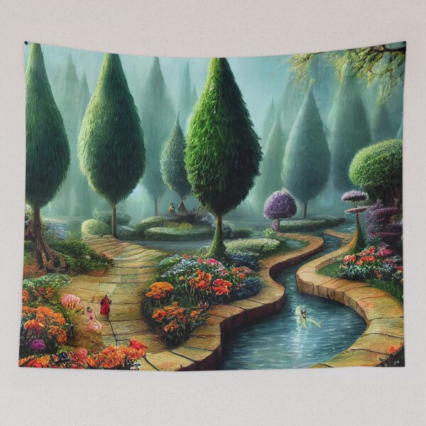 Item preview, Paradise Garden, Magical World, Fantasy World Painting designed and sold by SunDoor Art.