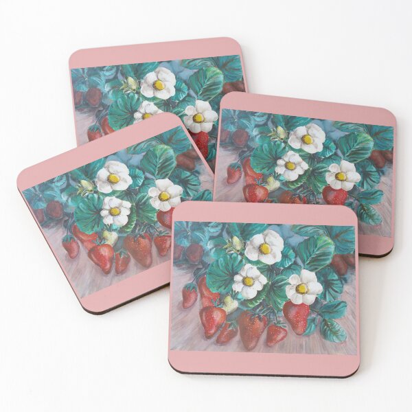 Item preview, White blossom strawberries designed and sold by catherine calder.