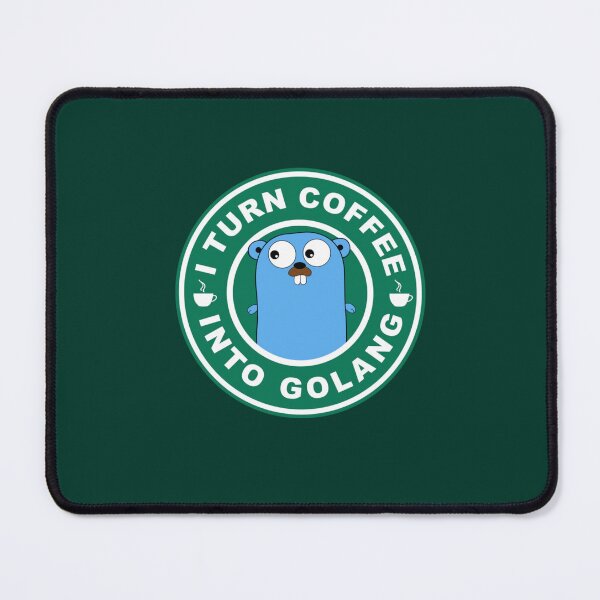 Item preview, I turn coffee into golang code. Golang gopher mouse maskot designed and sold by maniAlchemi.