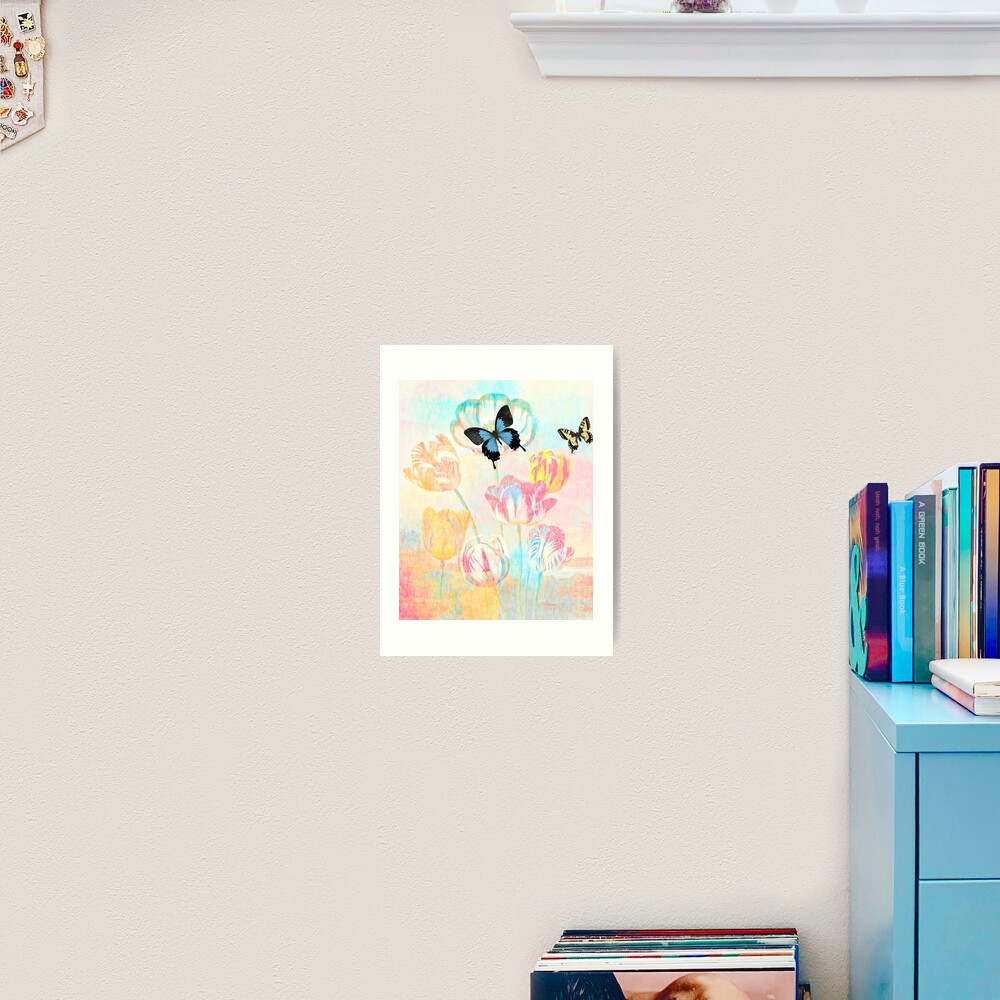 Botanical Prints-Tulips and Butterflies Art Print