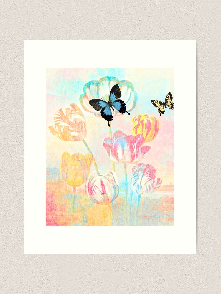Alternate view of Botanical Prints-Tulips and Butterflies Art Print