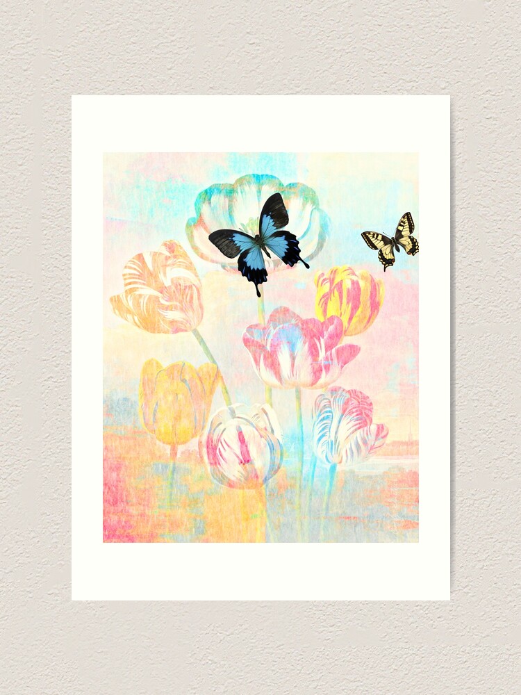 Alternate view of Botanical Prints-Tulips and Butterflies Art Print