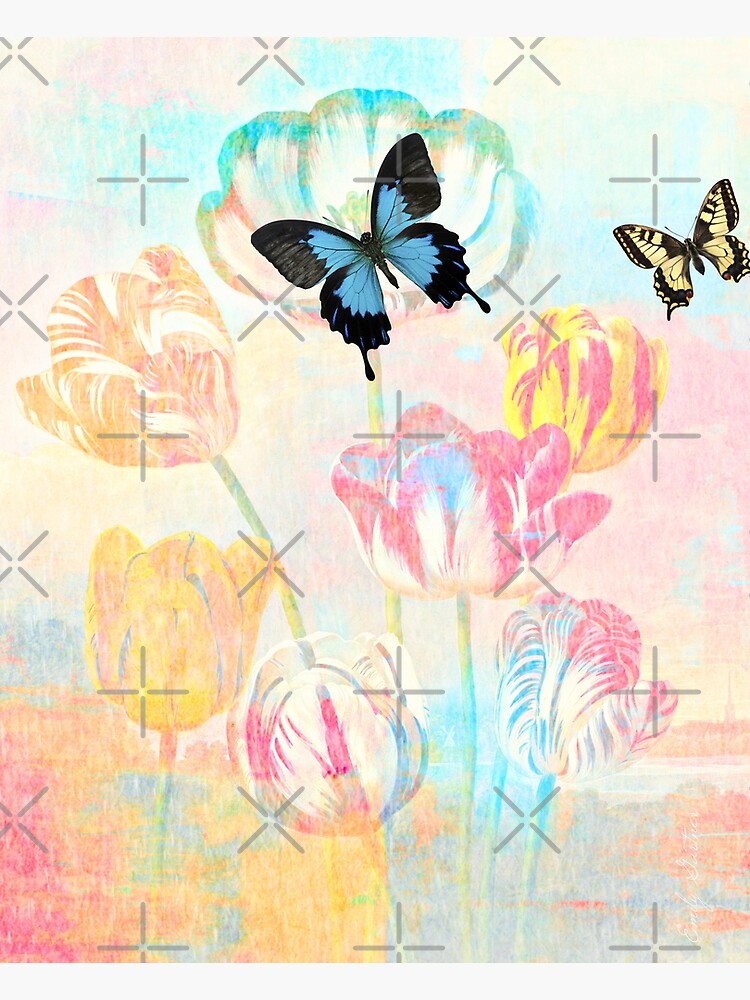 Thumbnail 3 of 3, Art Print, Botanical Prints-Tulips and Butterflies designed and sold by Matlgirl.
