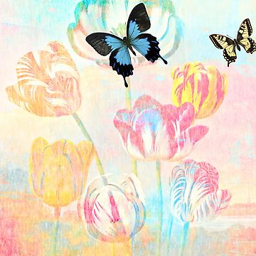 Artwork thumbnail, Botanical Prints-Tulips and Butterflies by Emily Gartner