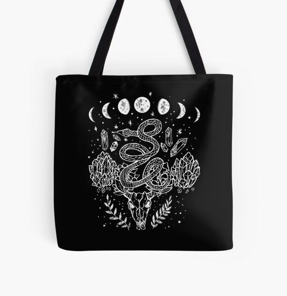Snake and Moon Phases Witch Boho Bag