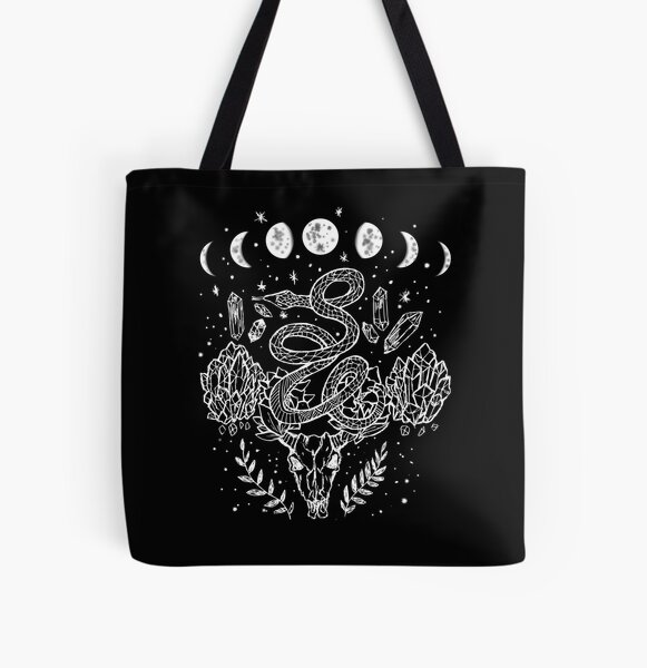 100% Canvas Tote Bag Gothic Witchy Skulls & Witchcraft 