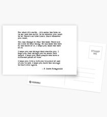 For what it's worth - F Scott Fitzgerald quote Postcards