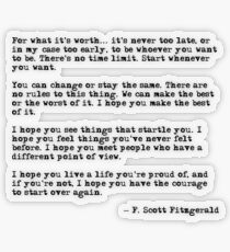Pegatina transparente Por lo que vale la pena - F Scott Fitzgerald cita