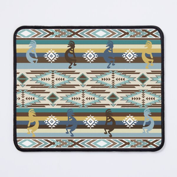 Item preview, Kokopelli Native American Pattern In Blues And Browns designed and sold by handsoftime2020.
