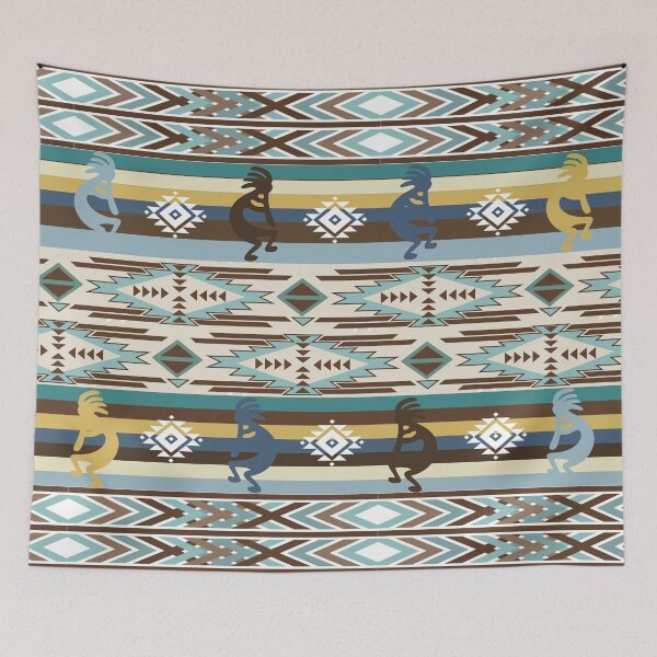 Item preview, Kokopelli Native American Pattern In Blues And Browns designed and sold by handsoftime2020.