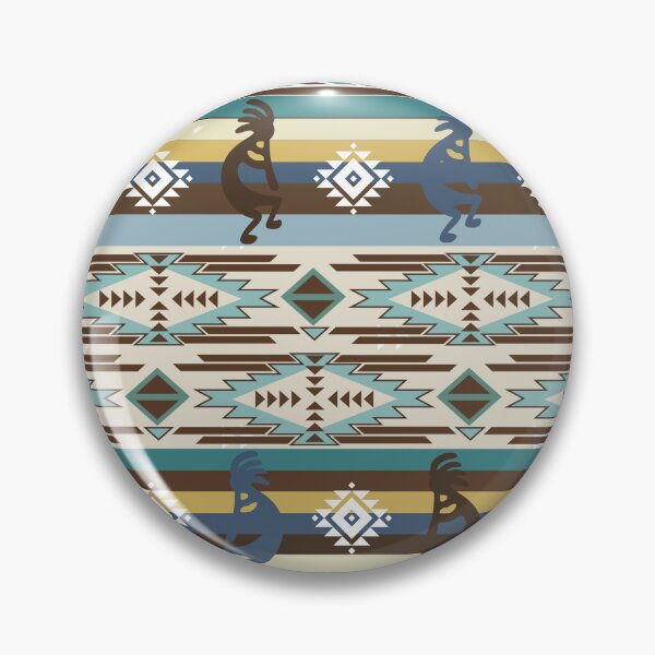 Item preview, Kokopelli Native American Pattern In Blues And Browns designed and sold by handsoftime2020.