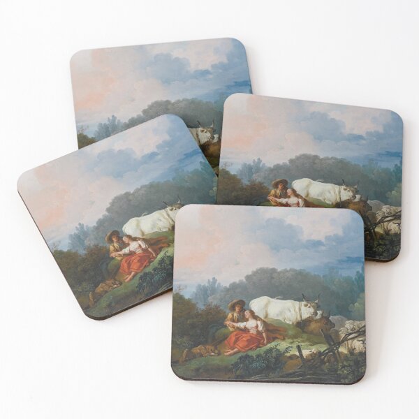 Item preview, Pastoral Landscape with a Shepherd and Shepherdess at rest (18th century) - Jean Honoré Fragonard designed and sold by SALON DES ARTS.