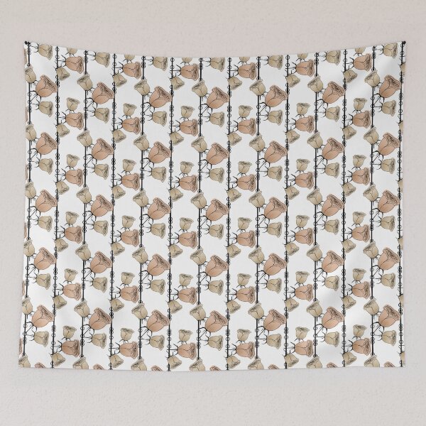 Item preview, Texture seamless white background and beige flowers designed and sold by fuzzyfox.